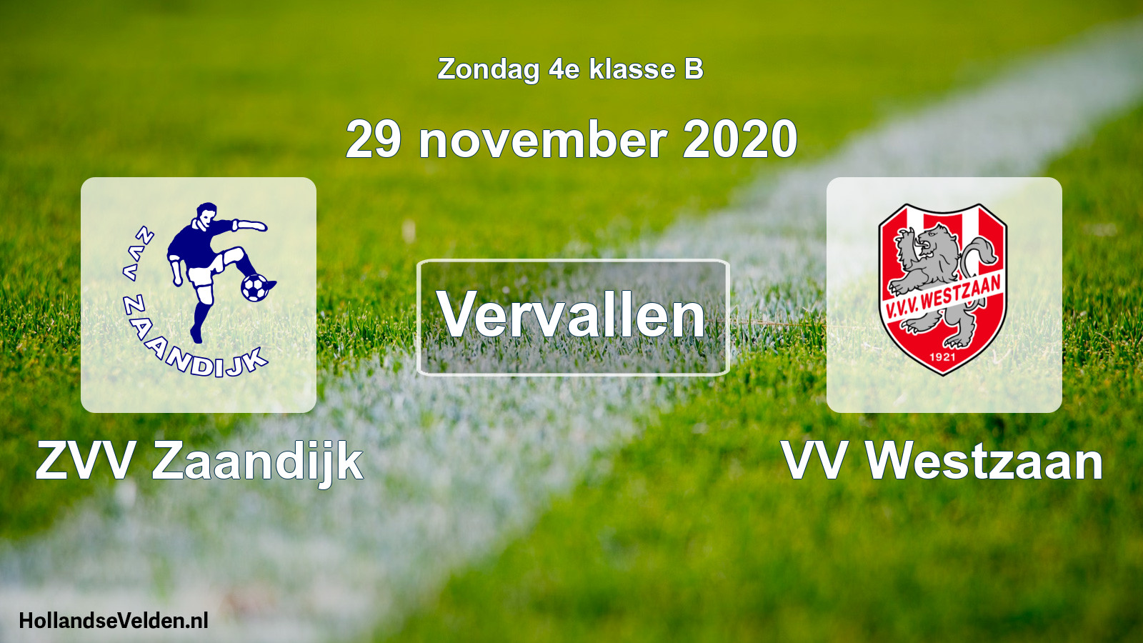 Scheduled Match: ZVV Zaandijk - VV Westzaan (29 November 2020)