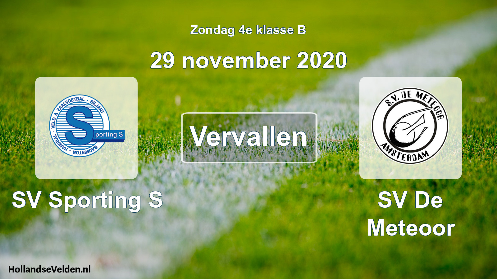 Scheduled Match: SV Sporting S - SV De Meteoor (29 November 2020)