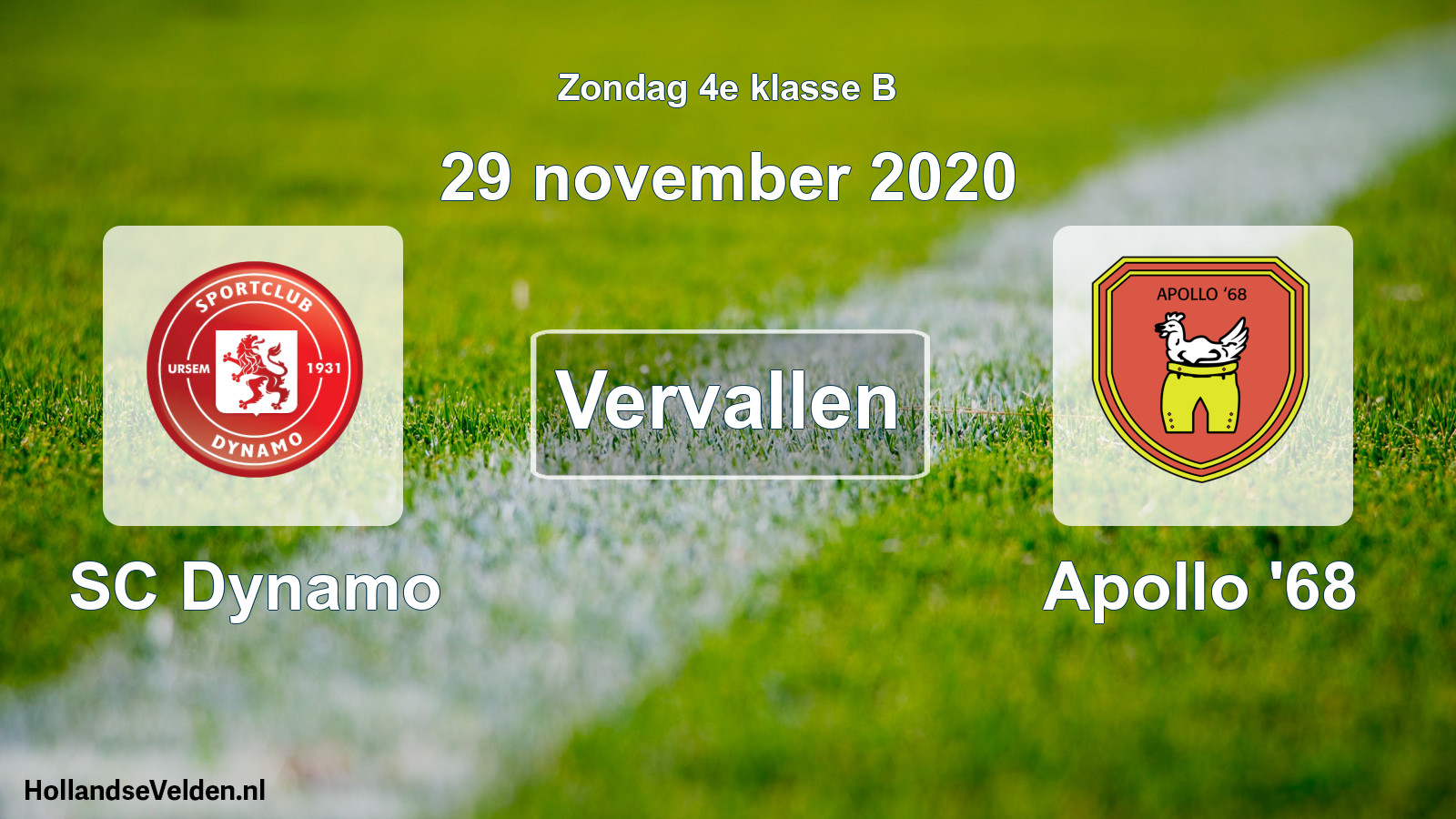 Scheduled Match: SC Dynamo - Apollo '68 (29 November 2020)