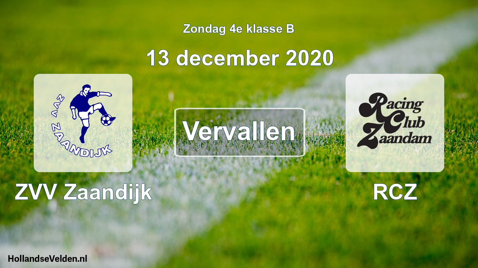 Scheduled Match: ZVV Zaandijk - RCZ (13 December 2020)