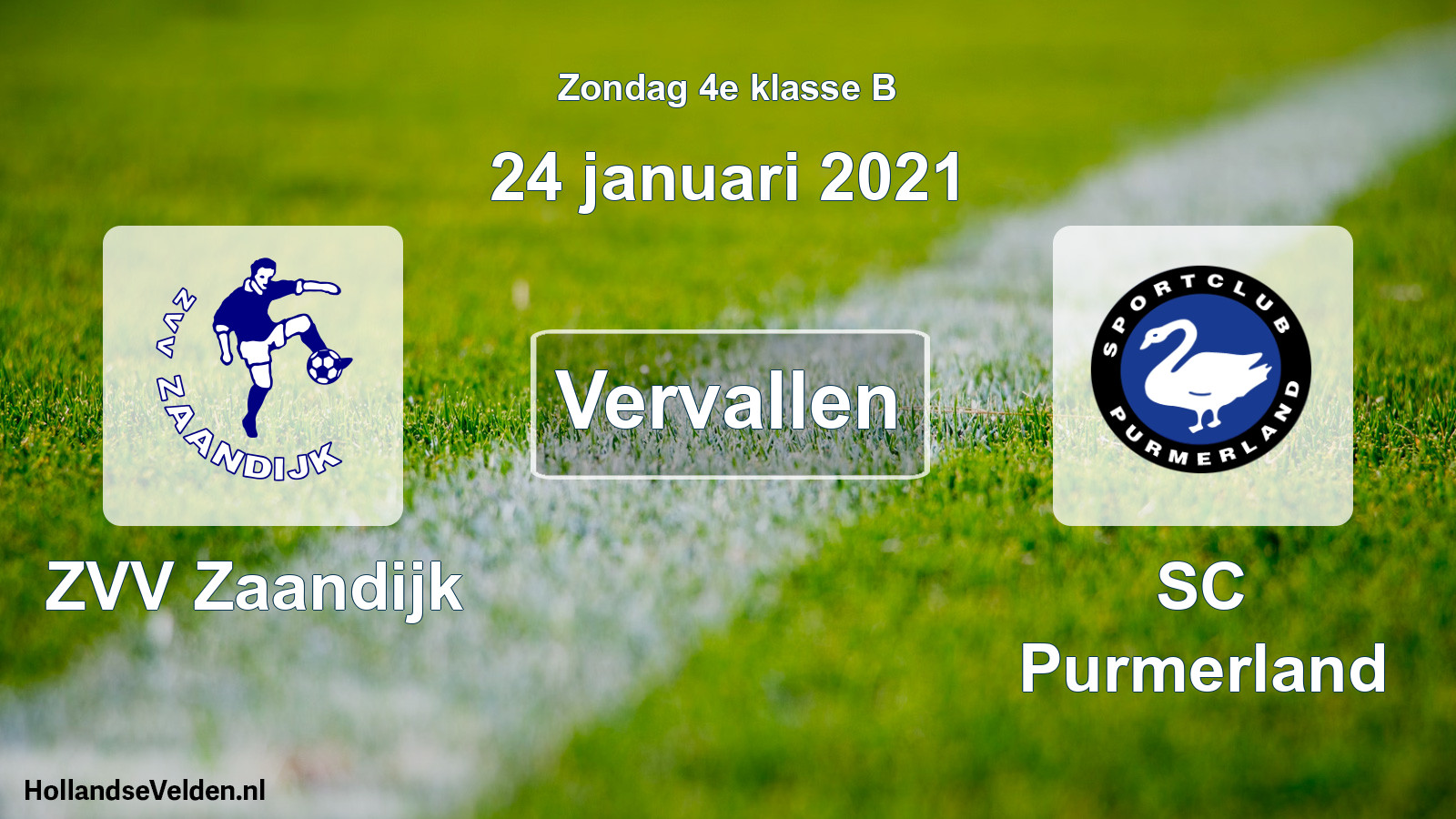 Scheduled Match: ZVV Zaandijk - SC Purmerland (24 January 2021)