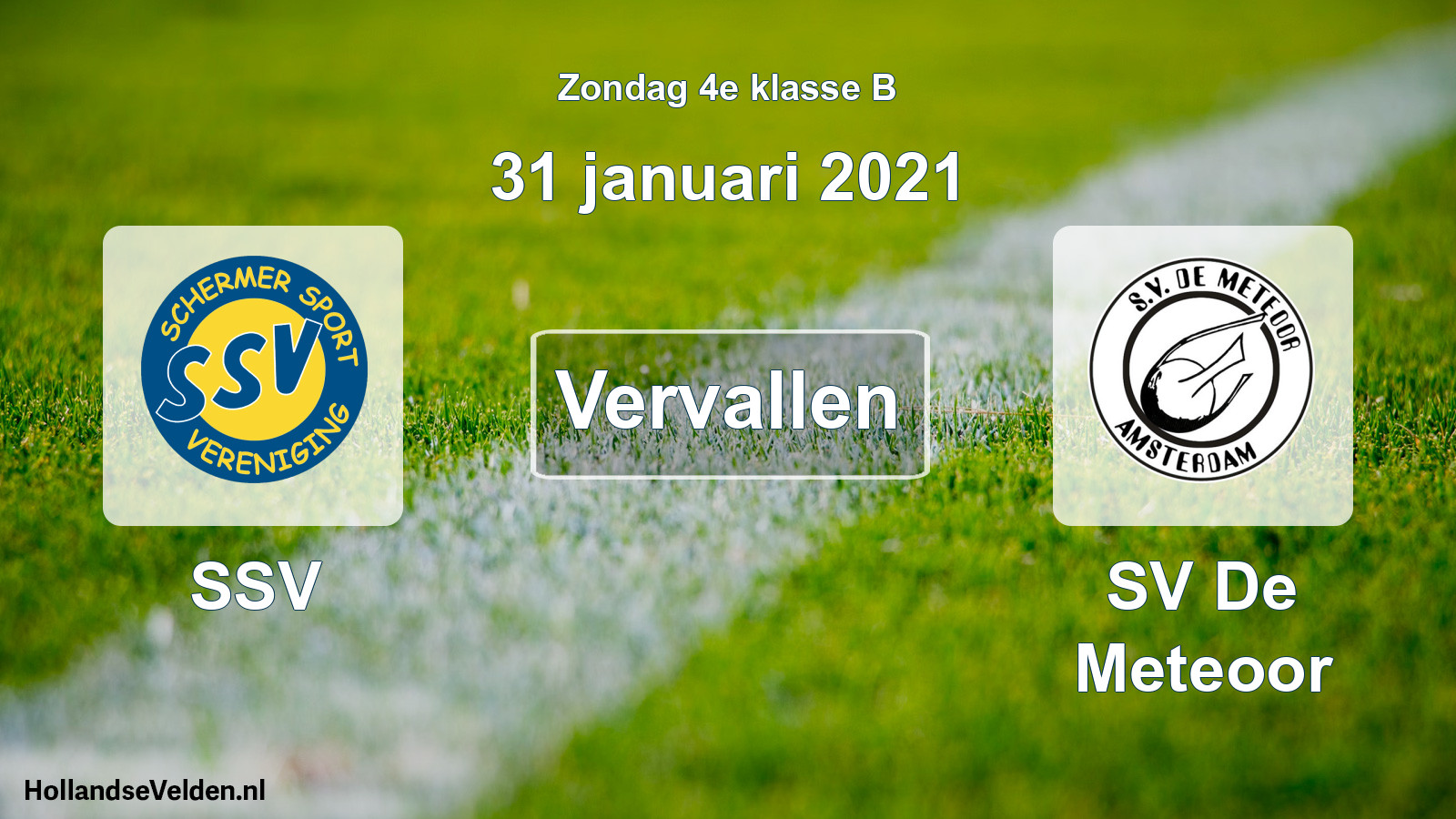 Scheduled Match: SSV - SV De Meteoor (31 January 2021)