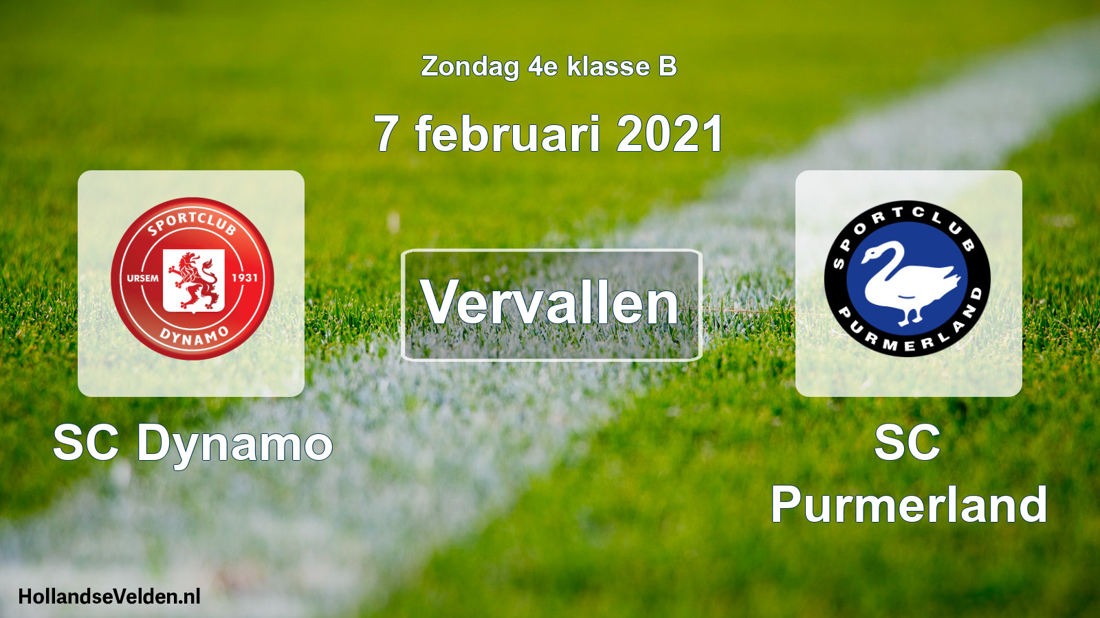 Scheduled Match: SC Dynamo - SC Purmerland (7 February 2021)