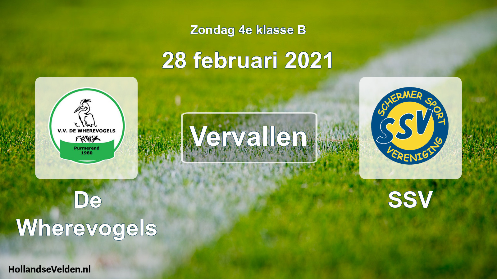 Scheduled Match: De Wherevogels - SSV (28 February 2021)
