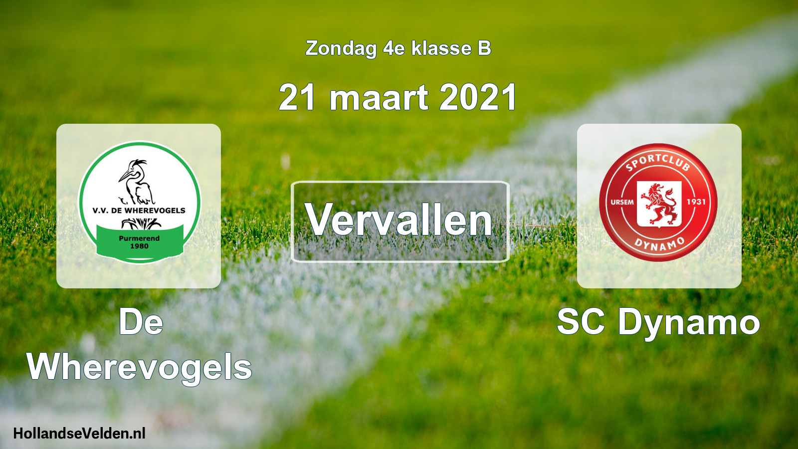 Scheduled Match: De Wherevogels - SC Dynamo (21 March 2021)