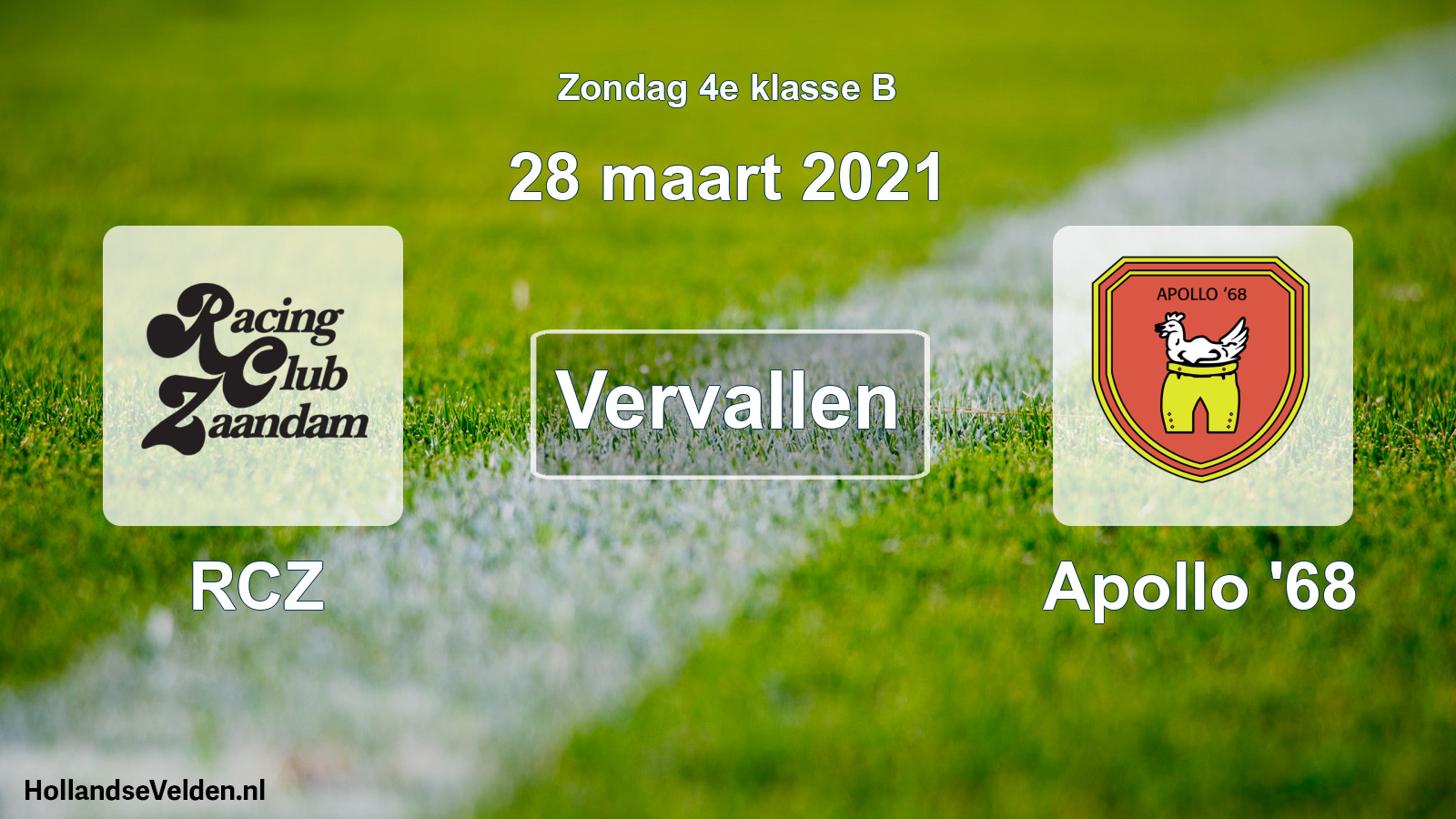 Scheduled Match: RCZ - Apollo '68 (28 March 2021)