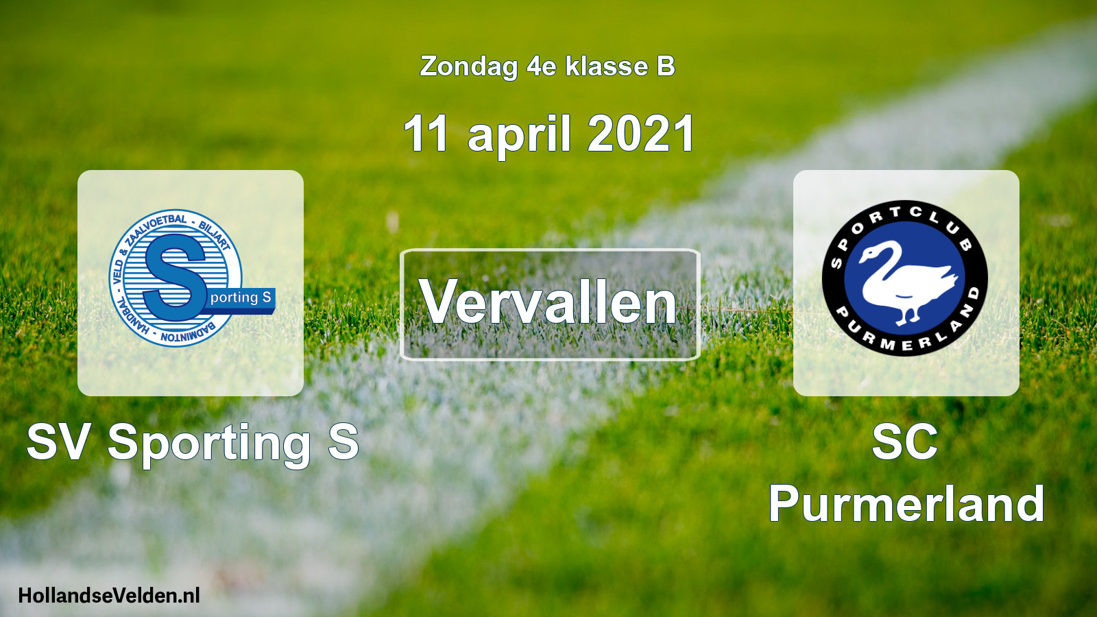 Scheduled Match: SV Sporting S - SC Purmerland (11 April 2021)