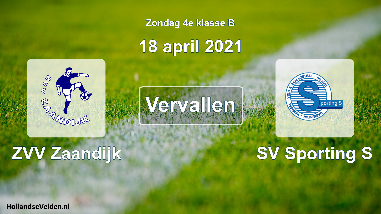 Scheduled Match: ZVV Zaandijk - SV Sporting S (18 April 2021)