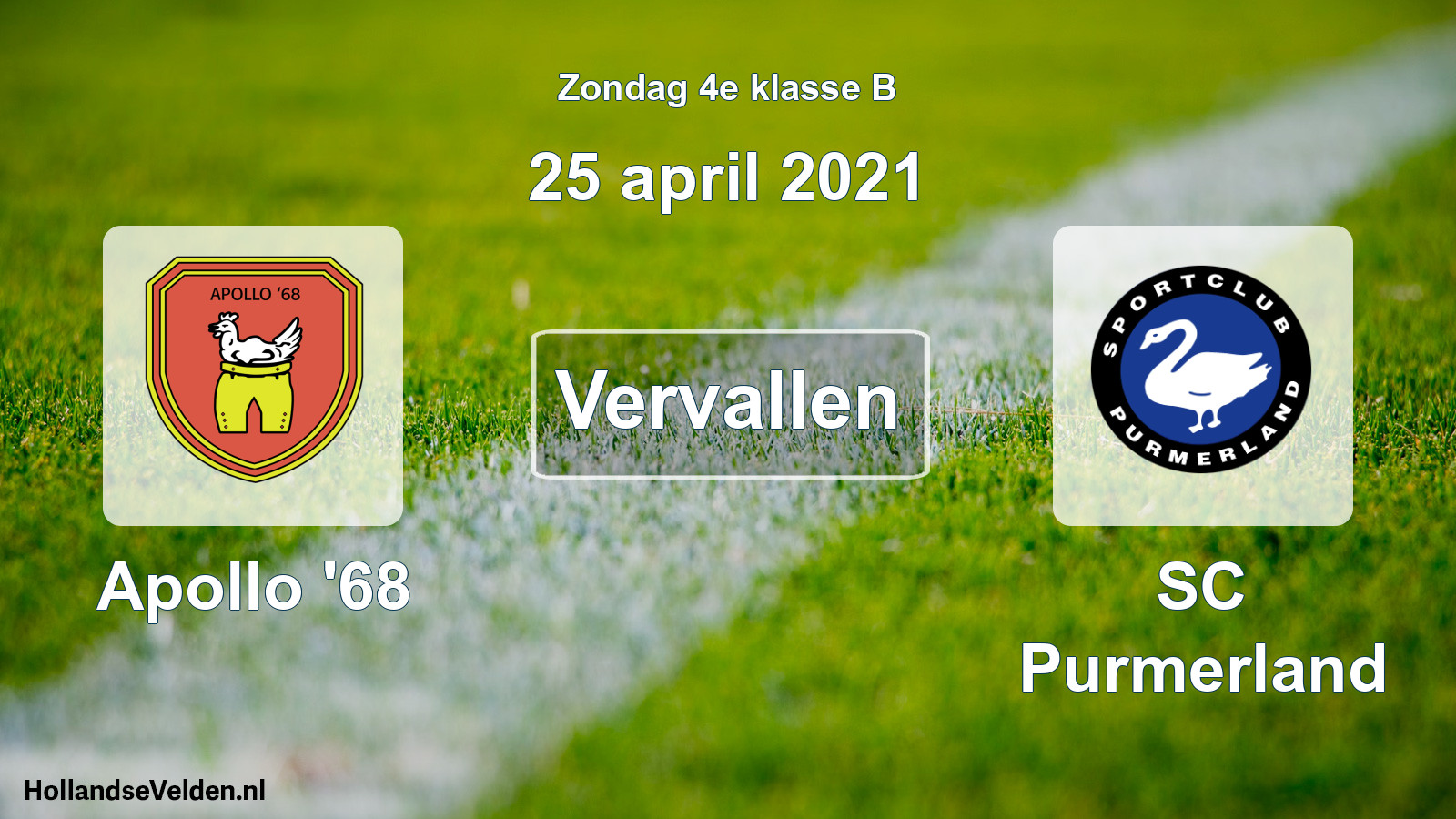 Scheduled Match: Apollo '68 - SC Purmerland (25 April 2021)