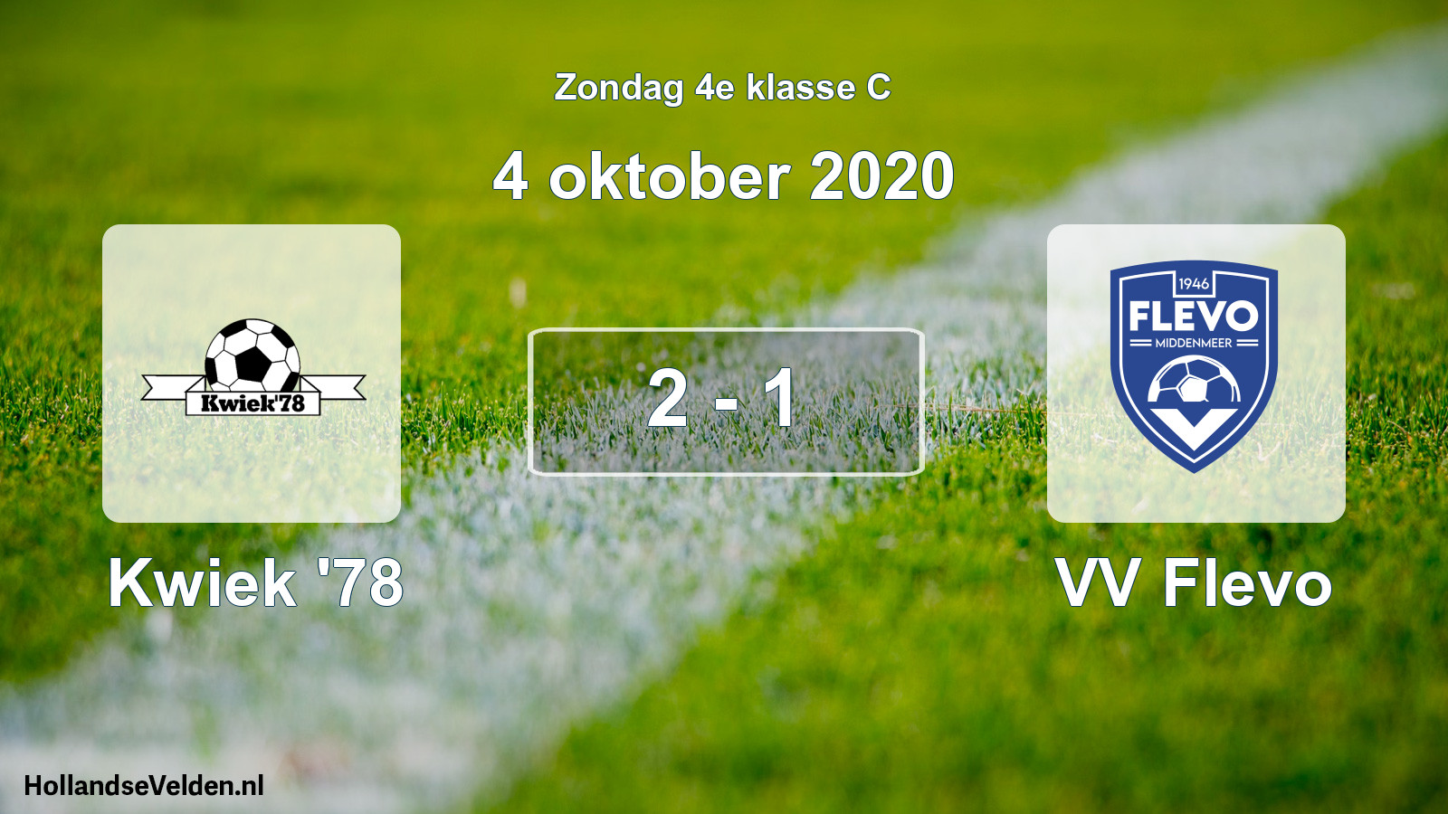 Total number of matches played: Kwiek '78 - VV Flevo 2 - 1 (4 October 2020)