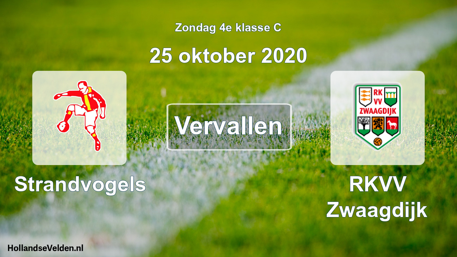 Scheduled Match: Strandvogels - RKVV Zwaagdijk (25 October 2020)