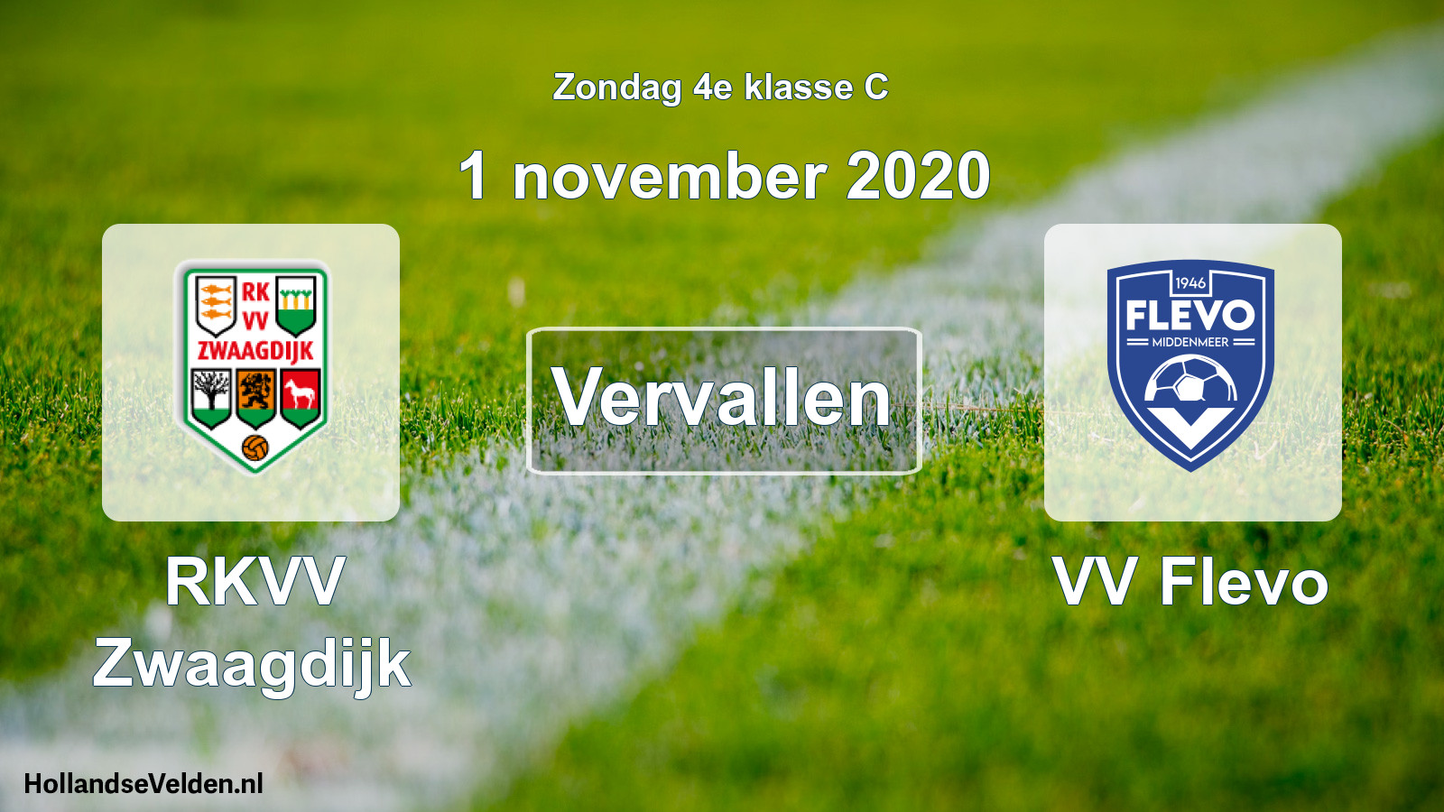 Scheduled Match: RKVV Zwaagdijk - VV Flevo (1 November 2020)