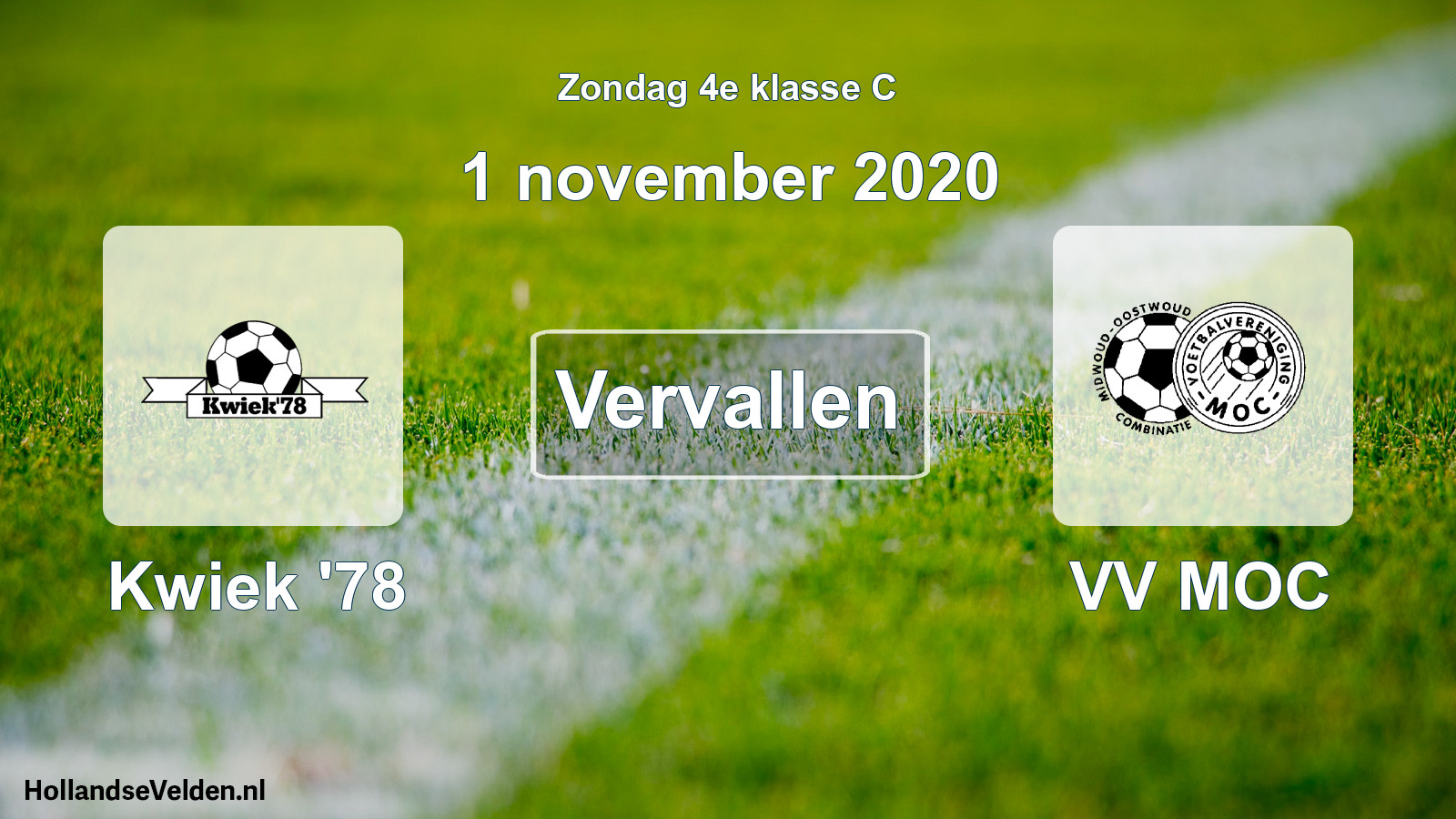 Scheduled Match: Kwiek '78 - VV MOC (1 November 2020)