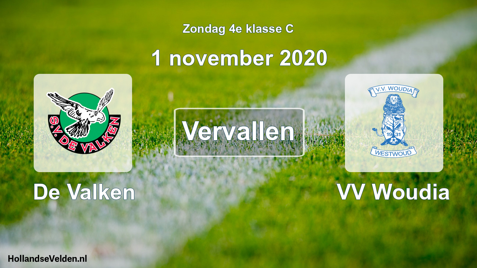 Scheduled Match: De Valken - VV Woudia (1 November 2020)