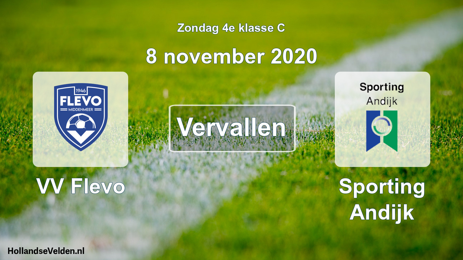 Scheduled Match: VV Flevo - Sporting Andijk (8 November 2020)
