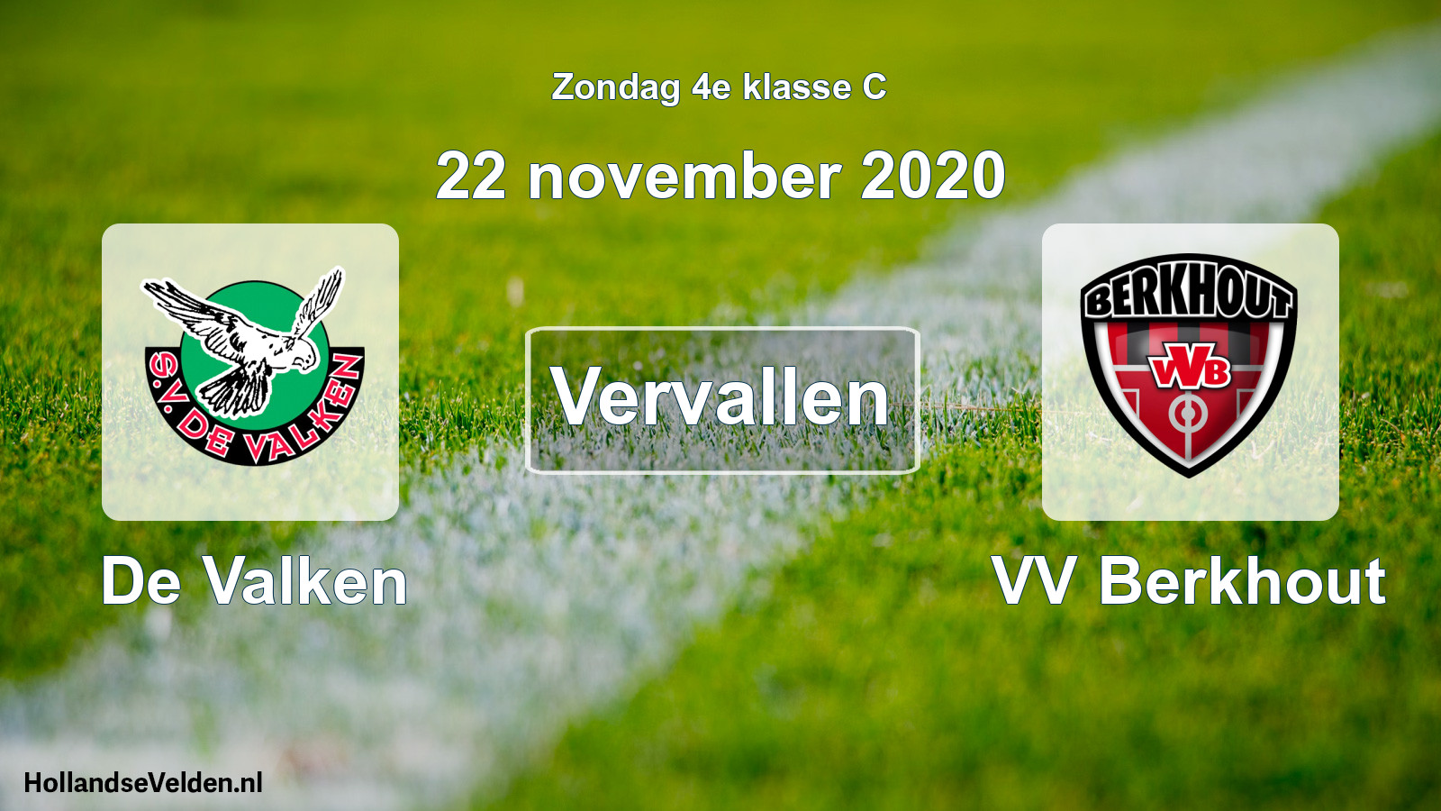 Scheduled Match: De Valken - VV Berkhout (22 November 2020)