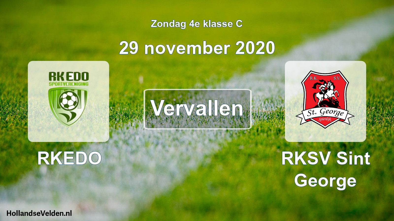 Scheduled Match: RKEDO - RKSV Sint George (29 November 2020)