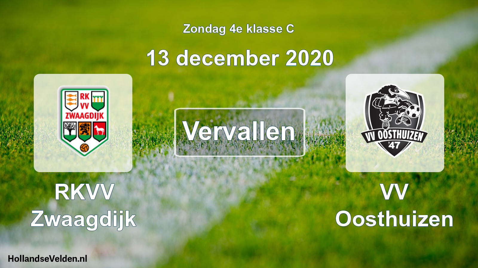 Scheduled Match: RKVV Zwaagdijk - VV Oosthuizen (13 December 2020)
