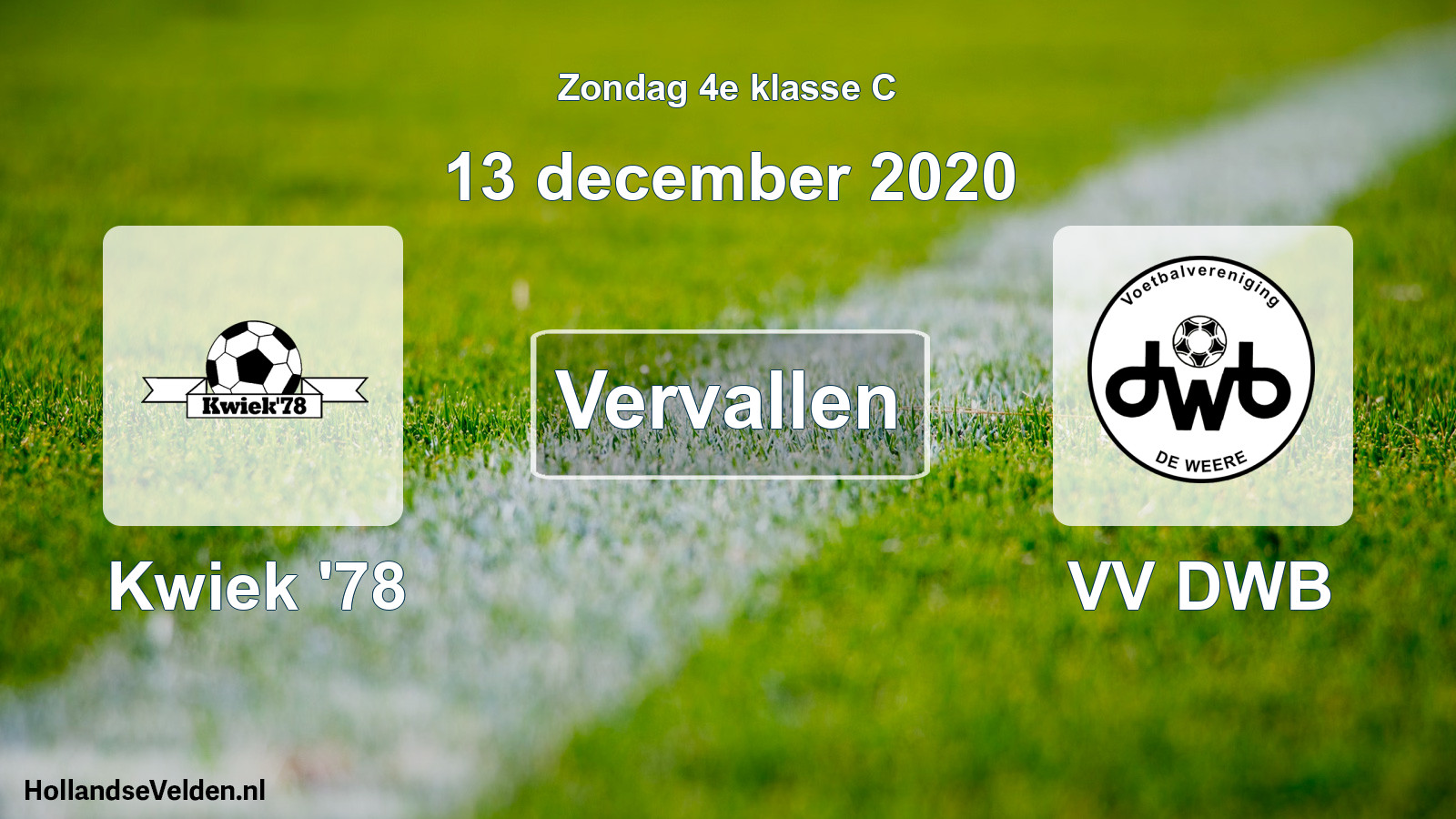 Scheduled Match: Kwiek '78 - VV DWB (13 December 2020)