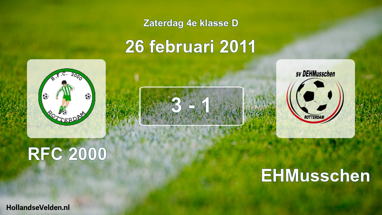 Total number of matches played: RFC 2000 - DEHMusschen 3 - 1 (26 February 2011)