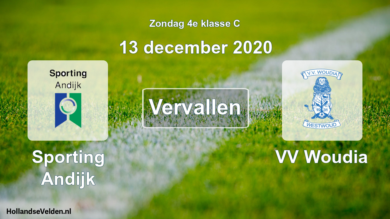 Scheduled Match: Sporting Andijk - VV Woudia (13 December 2020)