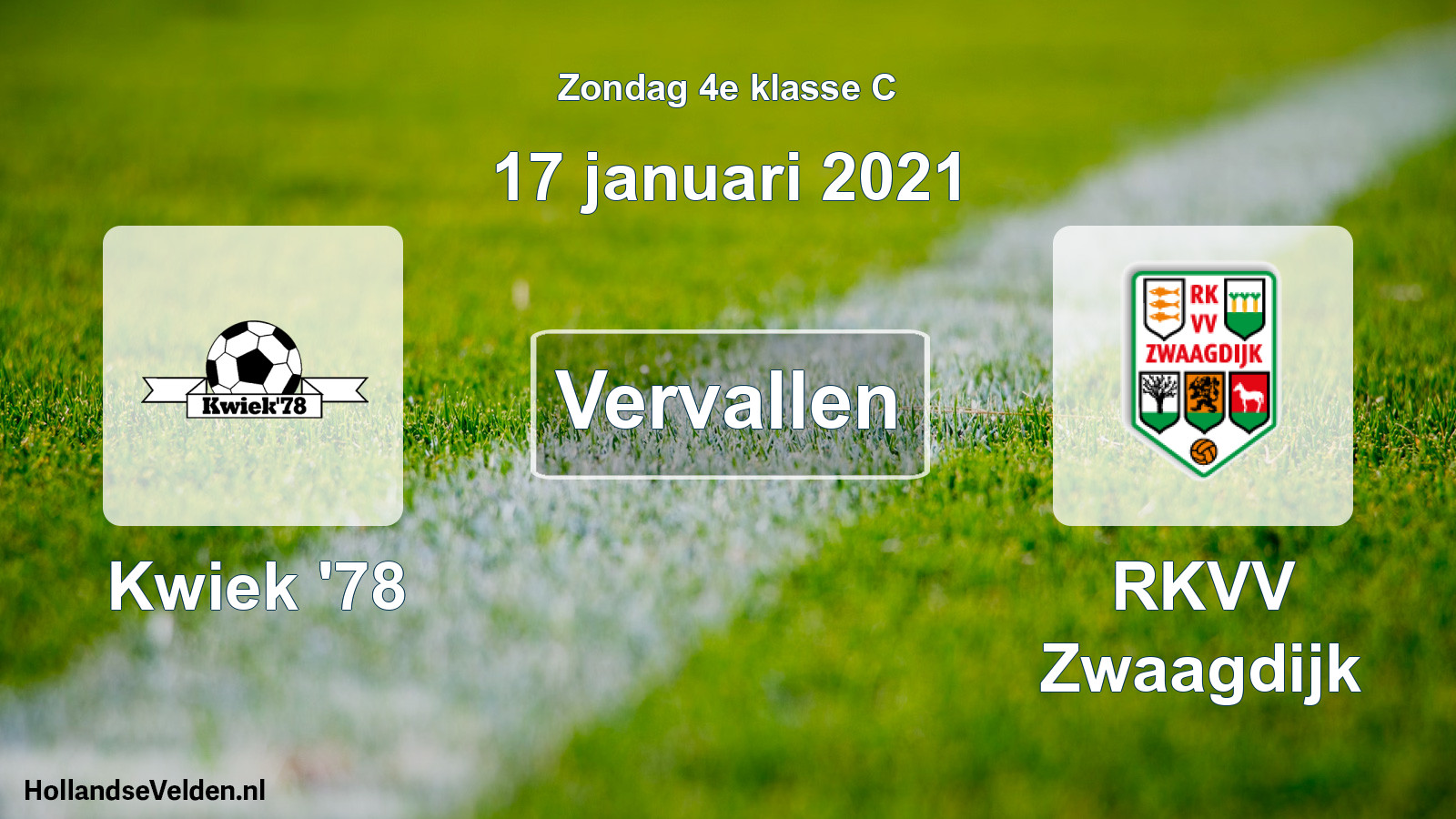 Scheduled Match: Kwiek '78 - RKVV Zwaagdijk (17 January 2021)