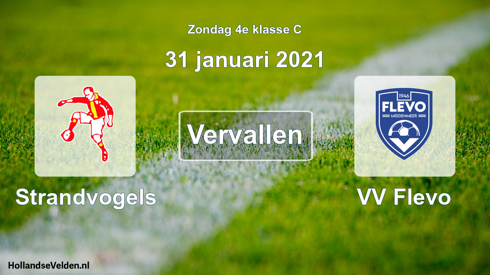 Scheduled Match: Strandvogels - VV Flevo (31 January 2021)