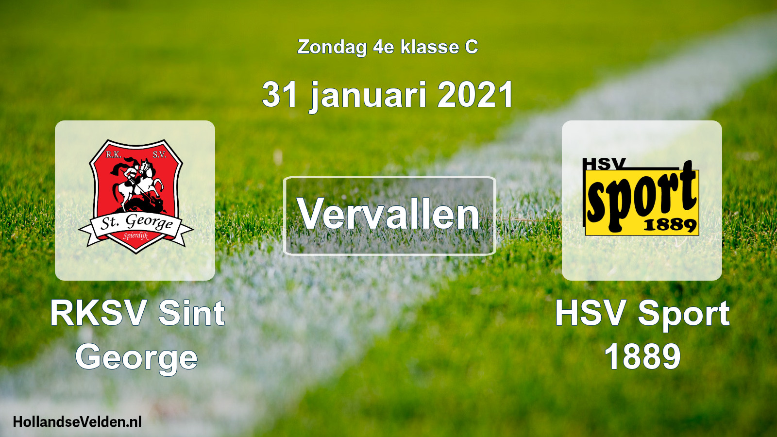 Scheduled Match: RKSV Sint George - HSV Sport 1889 (31 January 2021)