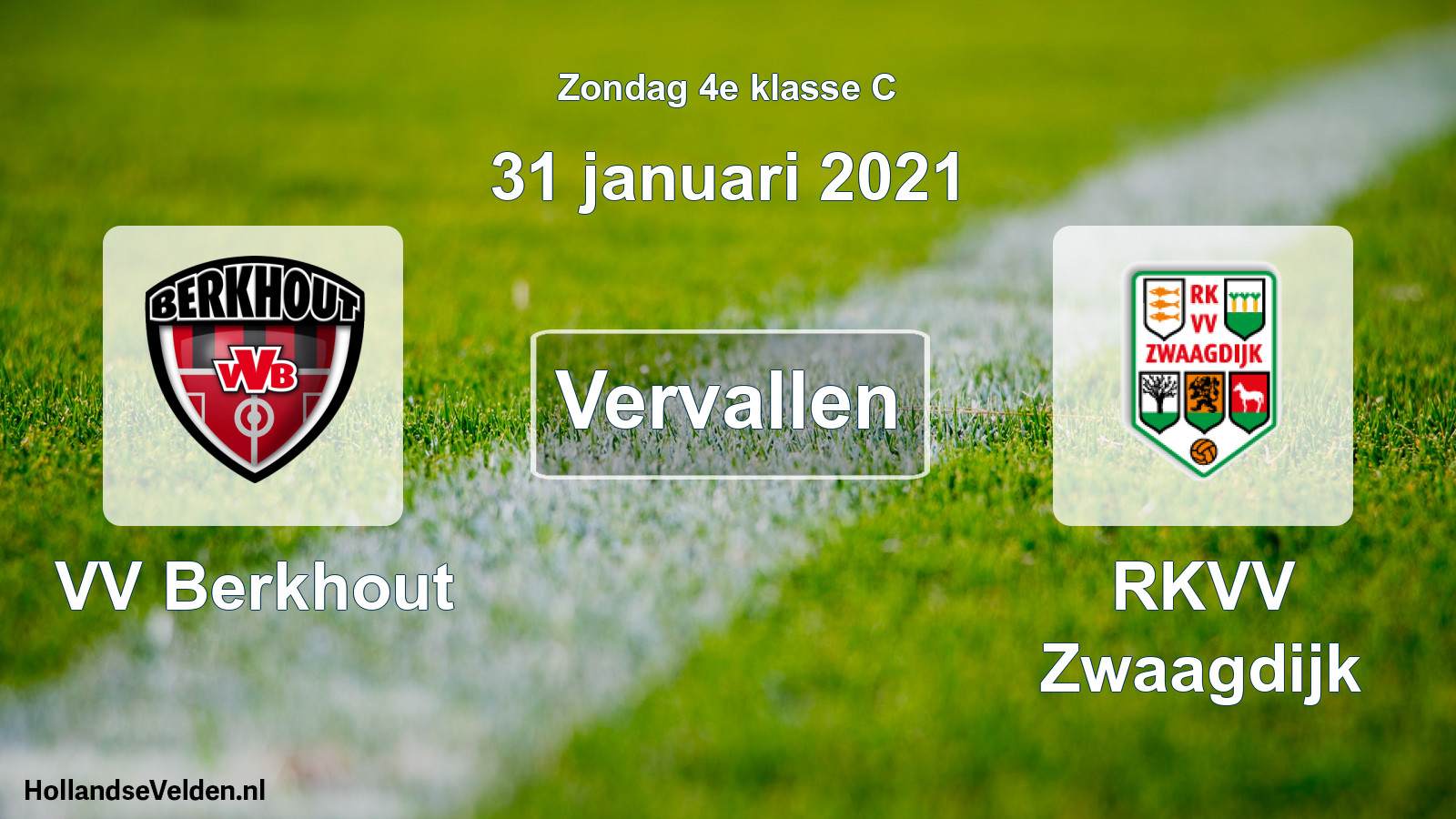 Scheduled Match: VV Berkhout - RKVV Zwaagdijk (31 January 2021)