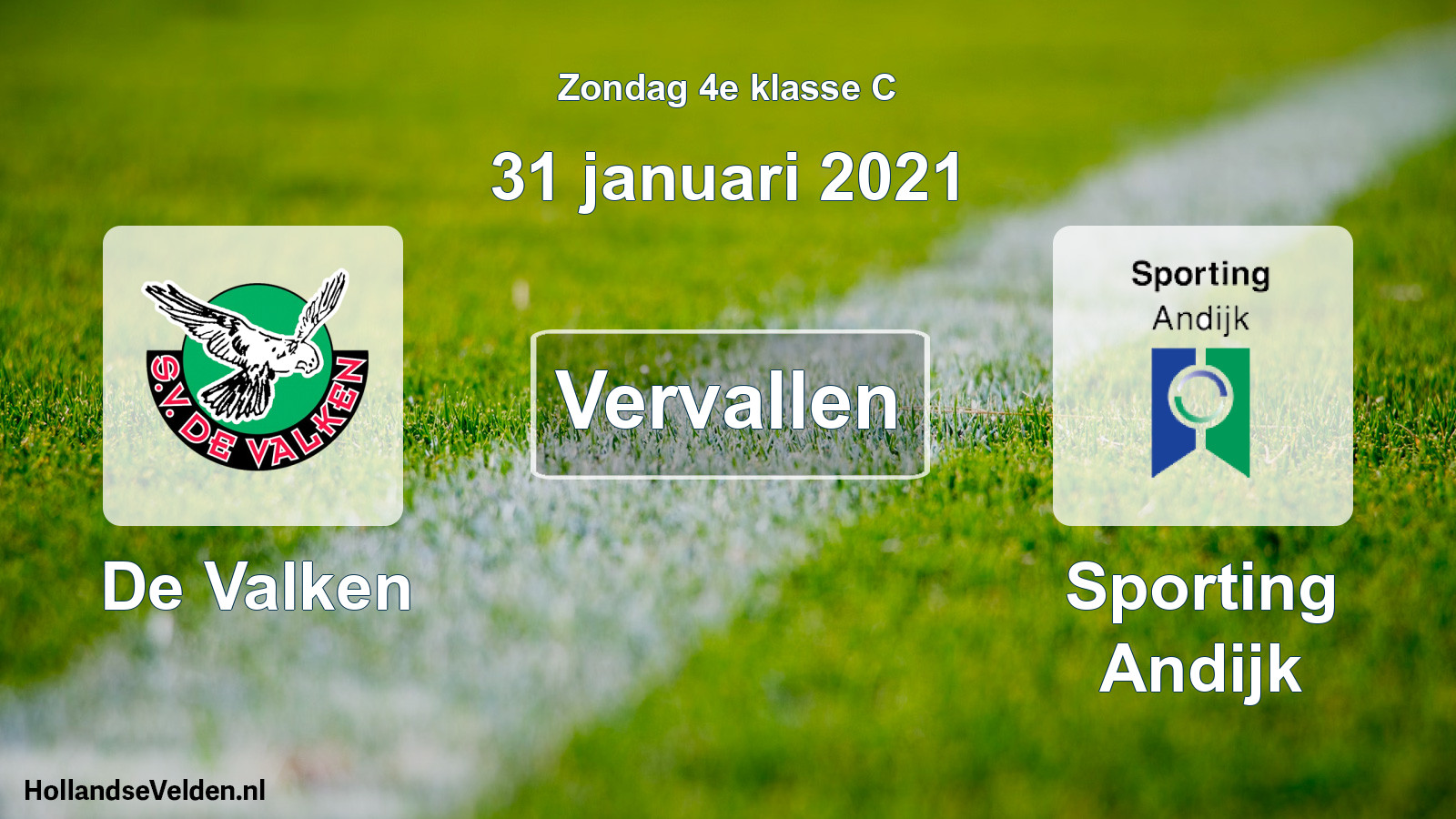 Scheduled Match: De Valken - Sporting Andijk (31 January 2021)