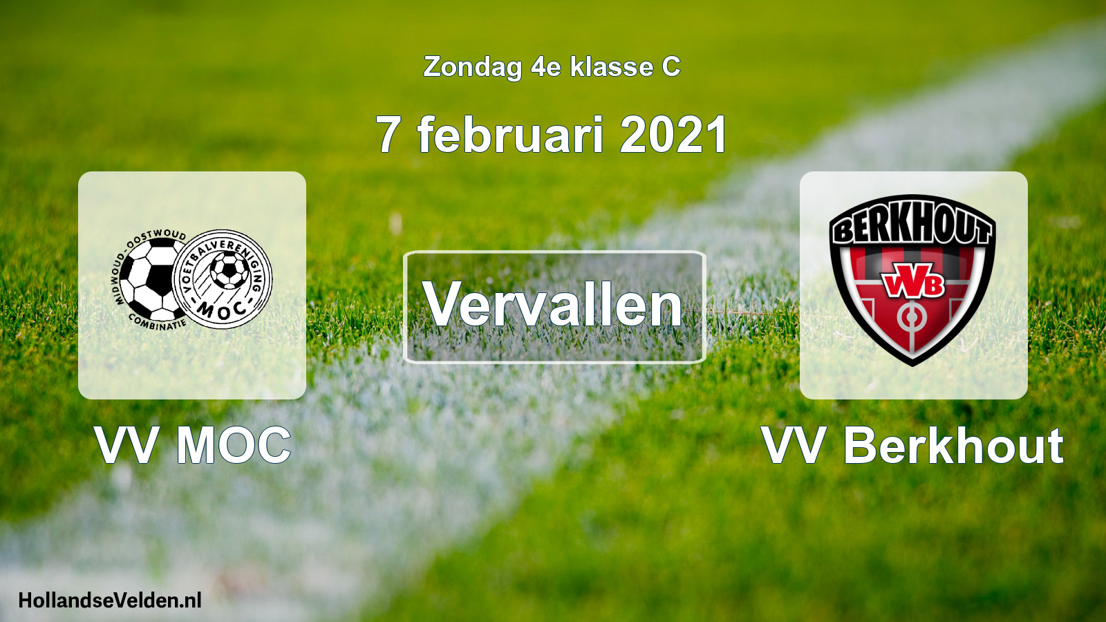 Scheduled Match: VV MOC - VV Berkhout (7 February 2021)