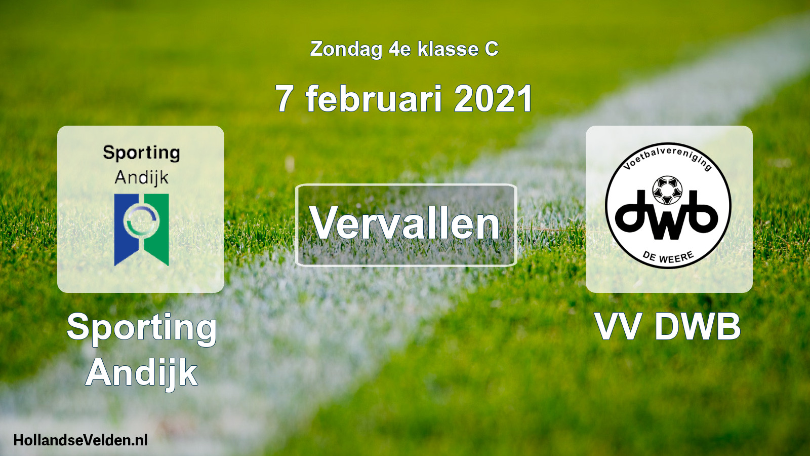 Scheduled Match: Sporting Andijk - VV DWB (7 February 2021)