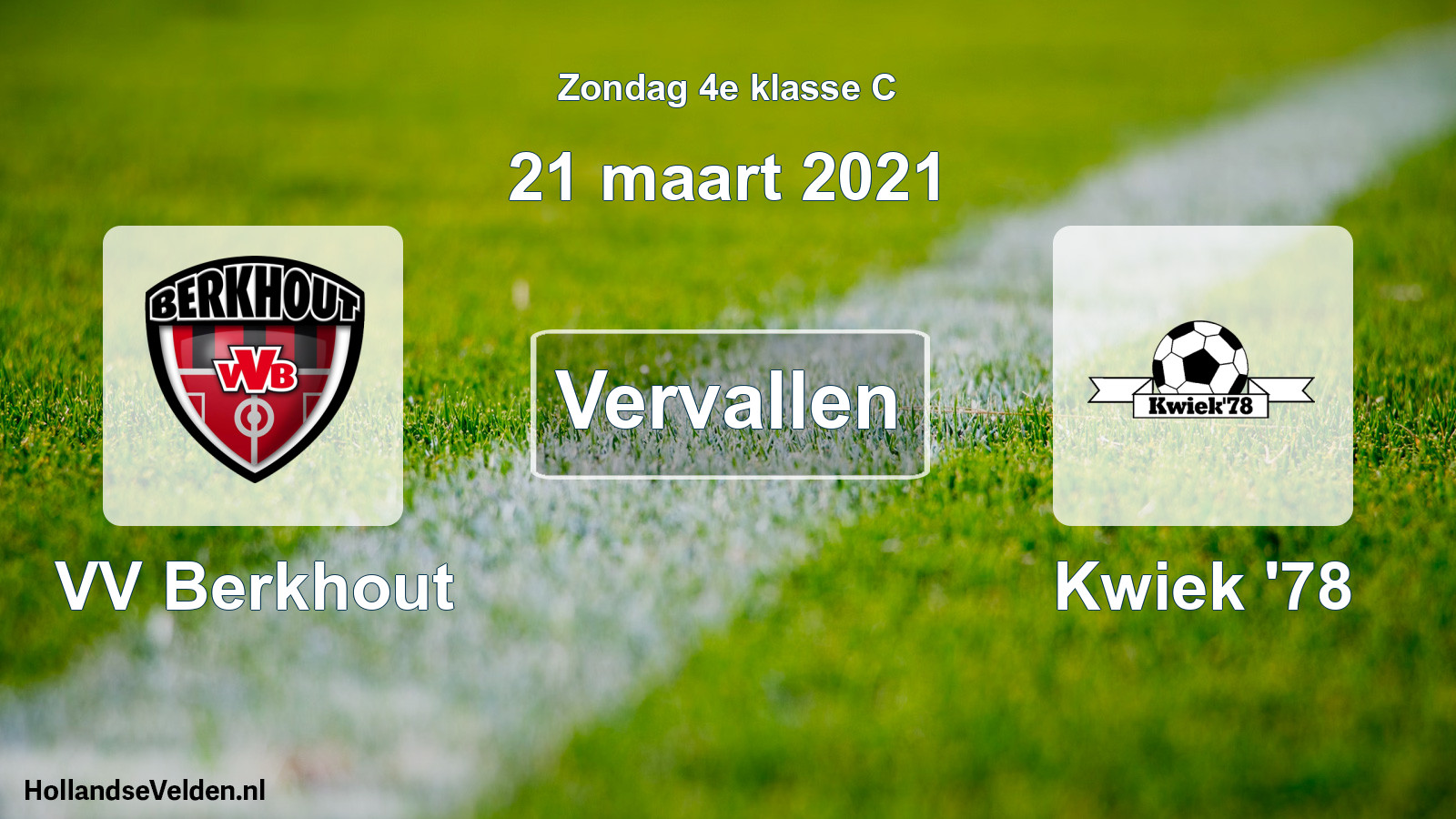 Scheduled Match: VV Berkhout - Kwiek '78 (21 March 2021)
