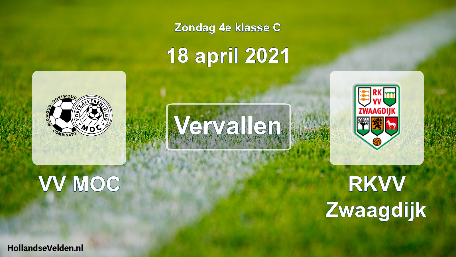 Scheduled Match: VV MOC - RKVV Zwaagdijk (18 April 2021)