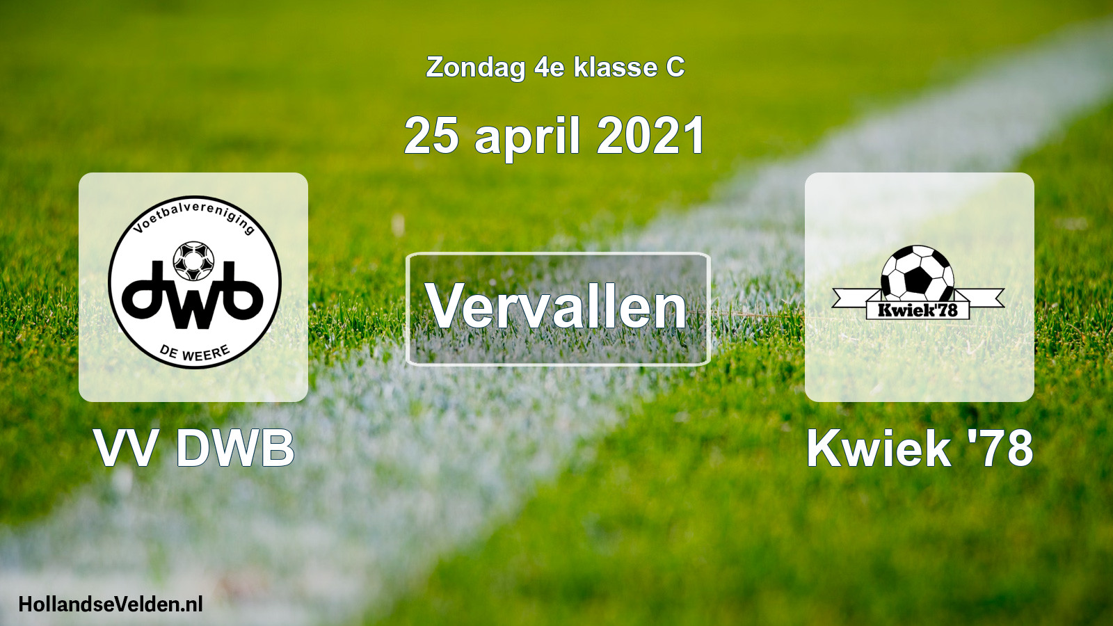 Scheduled Match: VV DWB - Kwiek '78 (25 April 2021)