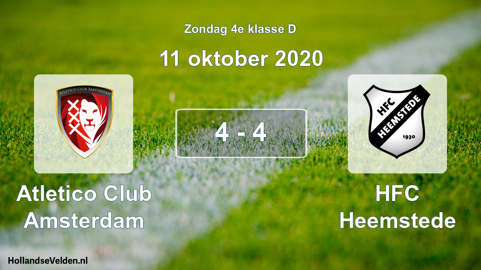 Total number of matches played: Atletico Club Amsterdam - HFC Heemstede 4 - 4 (11 October 2020)