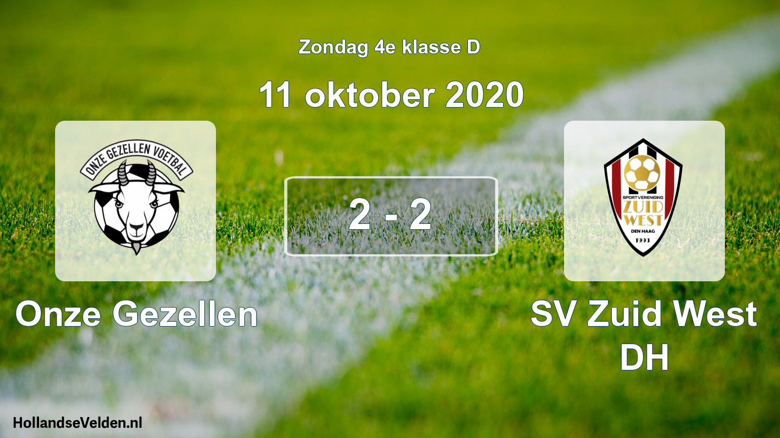 Total number of matches played: Onze Gezellen - SV Zuid West DH 2 - 2 (11 October 2020)