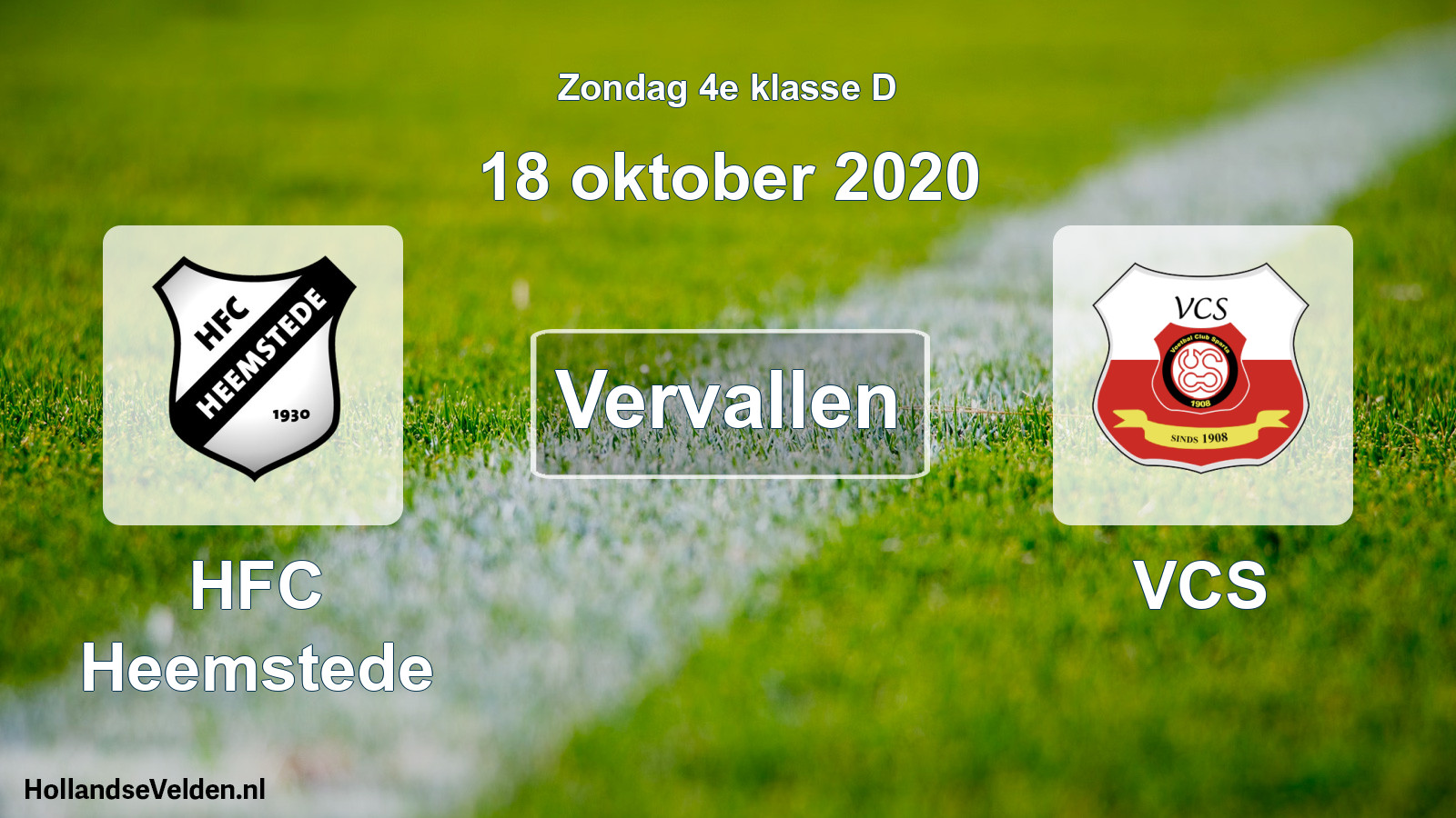 Scheduled Match: HFC Heemstede - VCS (18 October 2020)