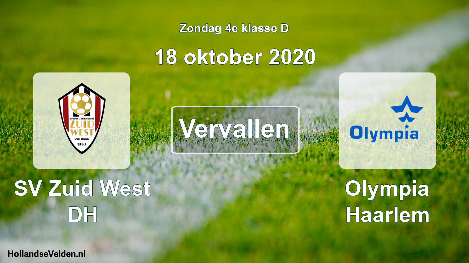 Scheduled Match: SV Zuid West DH - Olympia Haarlem (18 October 2020)