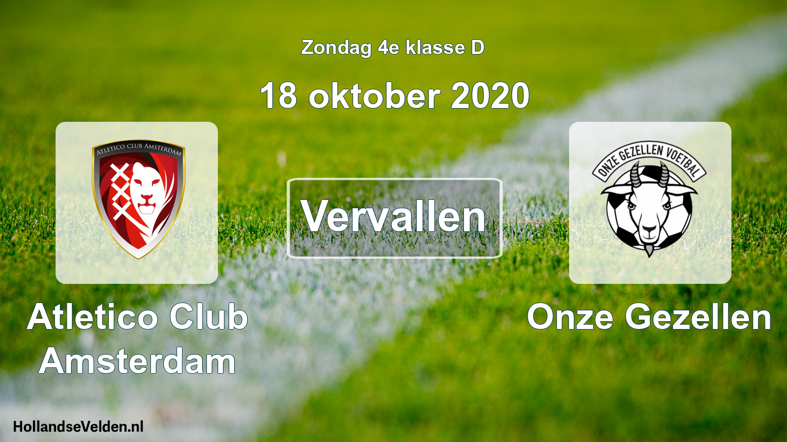Scheduled Match: Atletico Club Amsterdam - Onze Gezellen (18 October 2020)