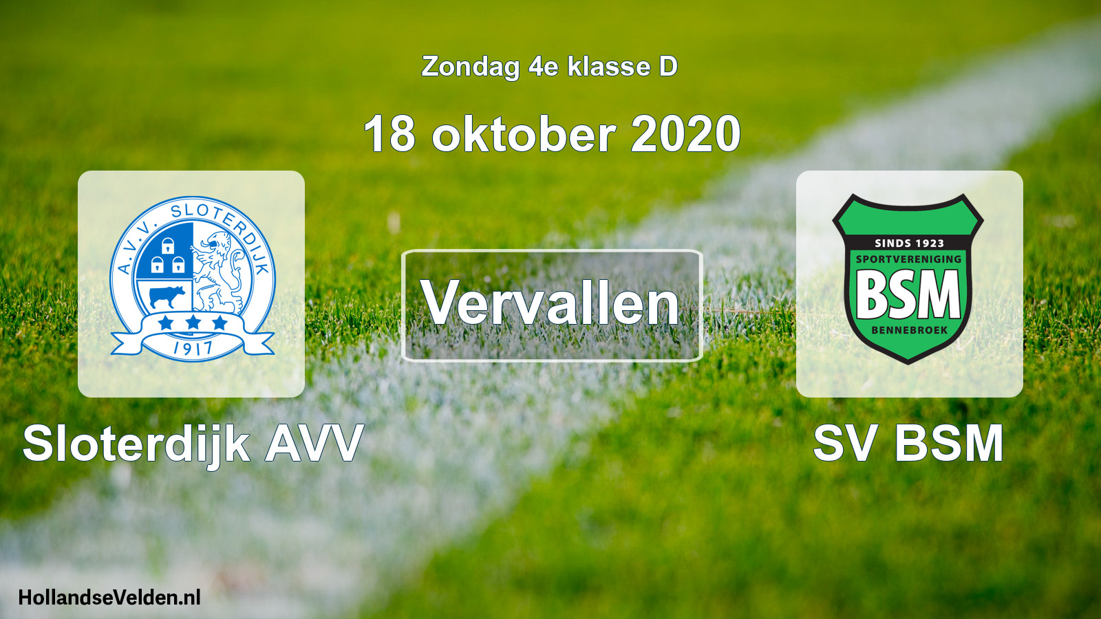 Scheduled Match: Sloterdijk AVV - SV BSM (18 October 2020)