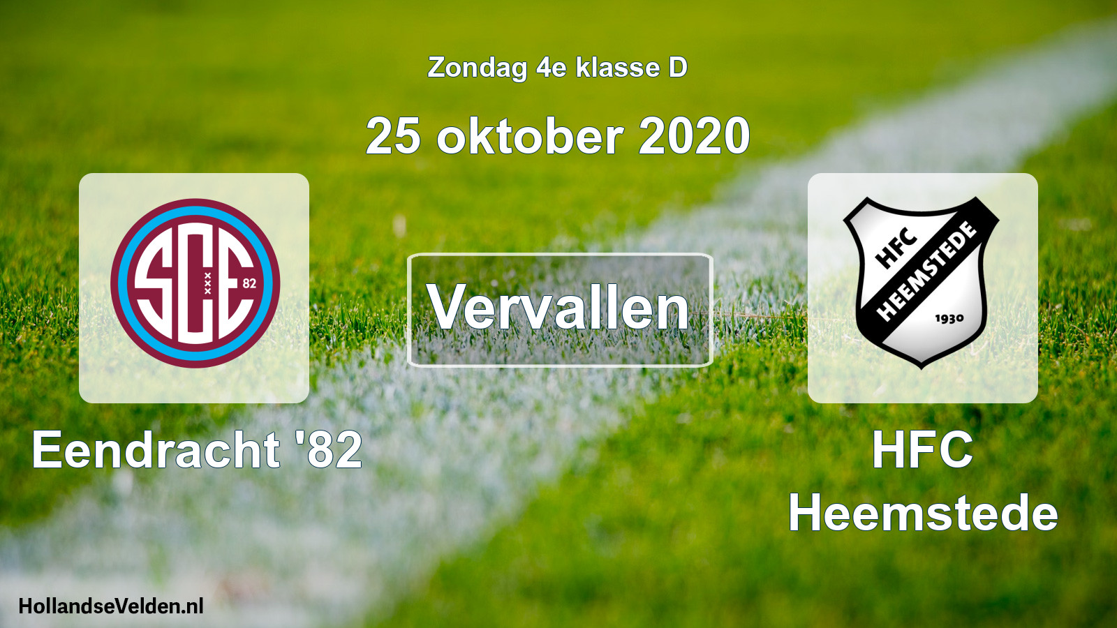 Scheduled Match: Eendracht '82 - HFC Heemstede (25 October 2020)
