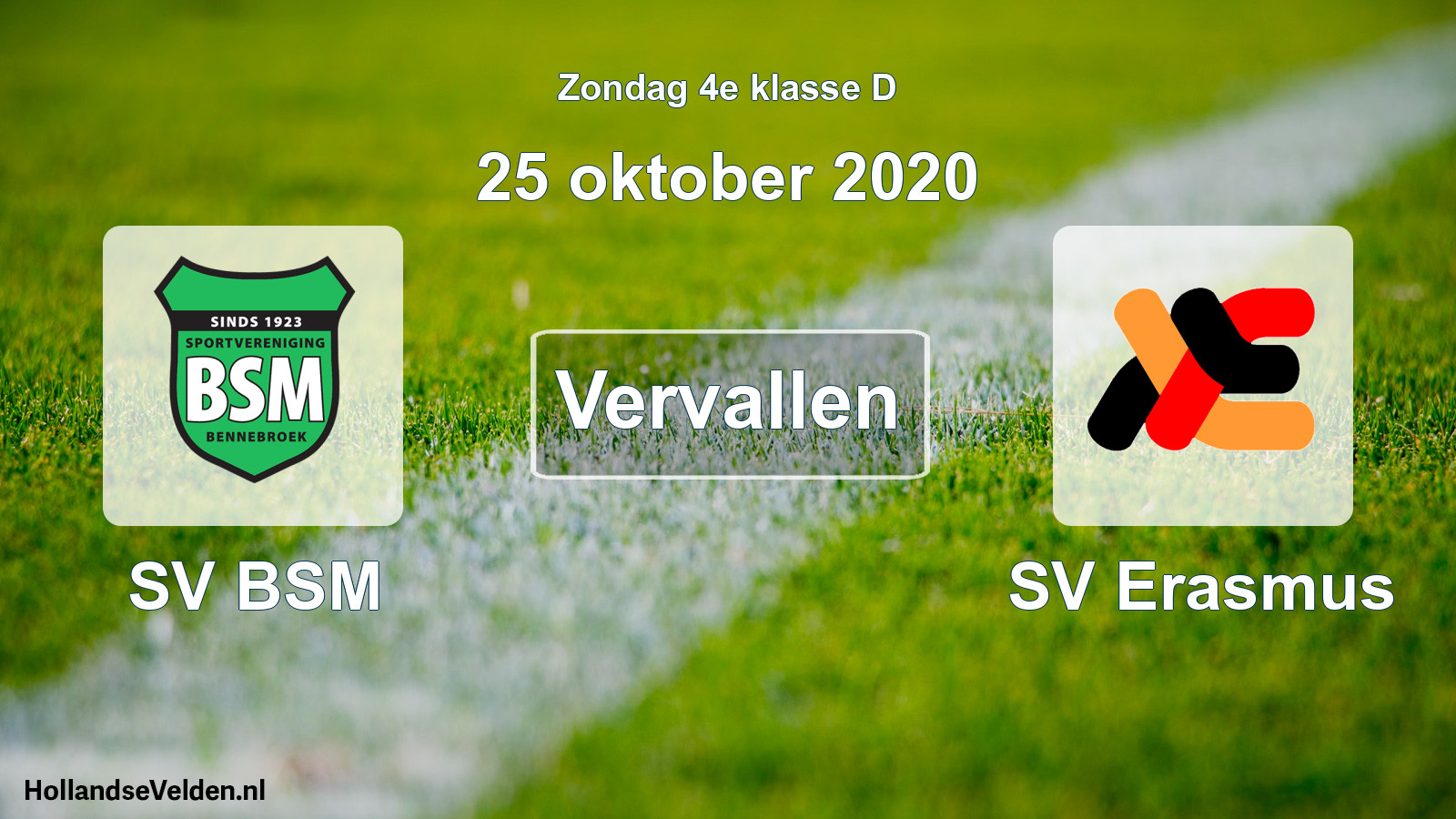 Scheduled Match: SV BSM - SV Erasmus (25 October 2020)
