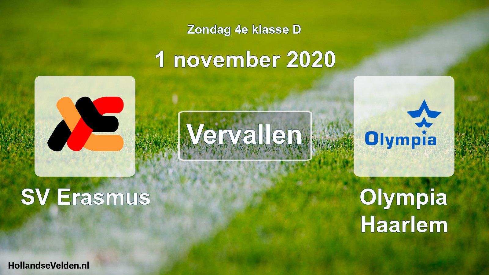 Scheduled Match: SV Erasmus - Olympia Haarlem (1 November 2020)