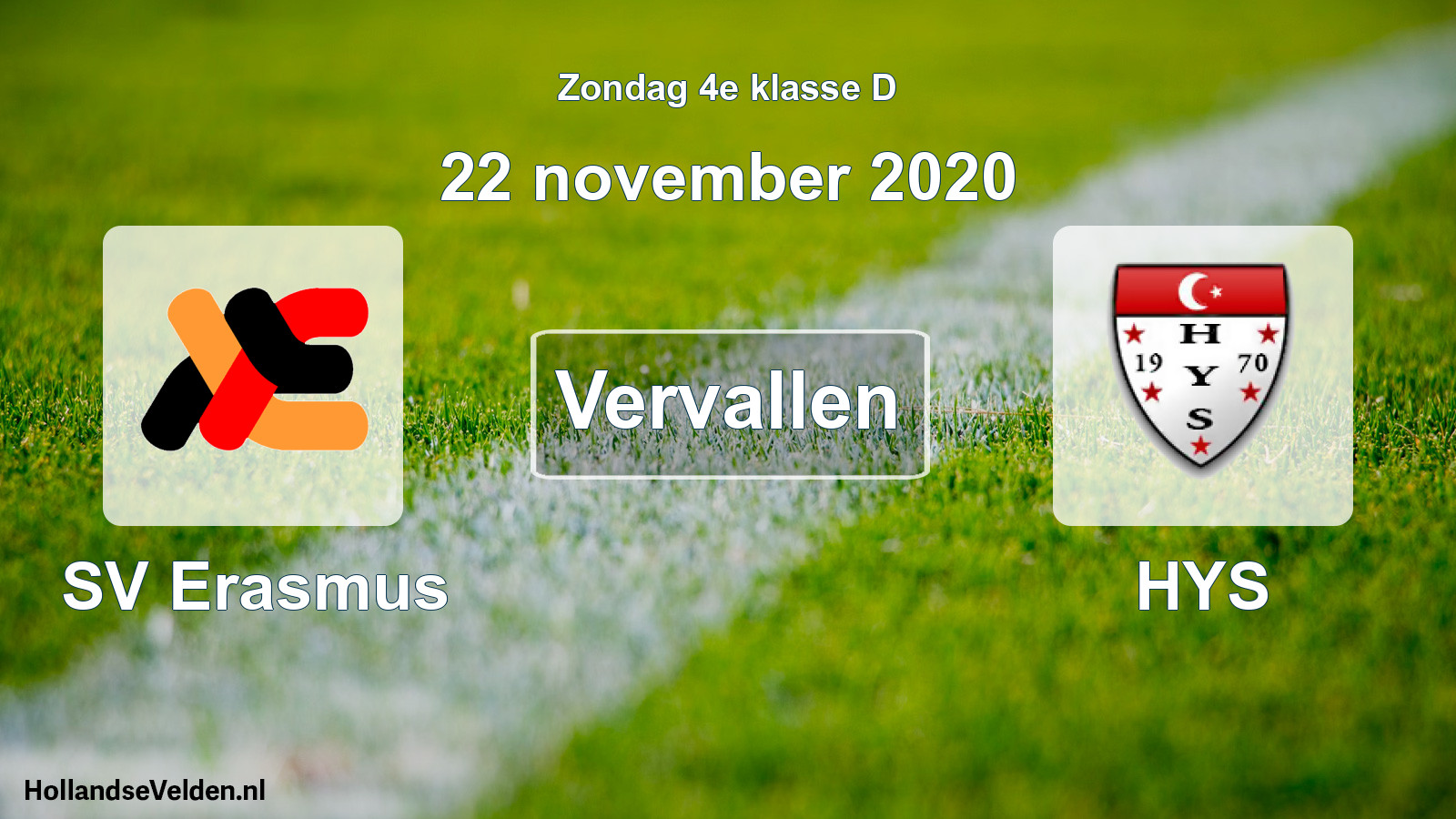 Scheduled Match: SV Erasmus - HYS (22 November 2020)