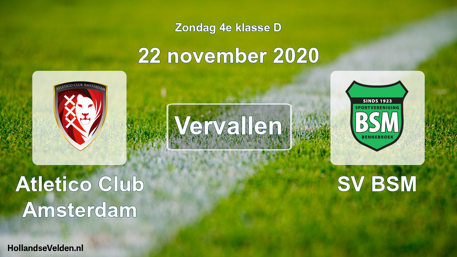 Scheduled Match: Atletico Club Amsterdam - SV BSM (22 November 2020)