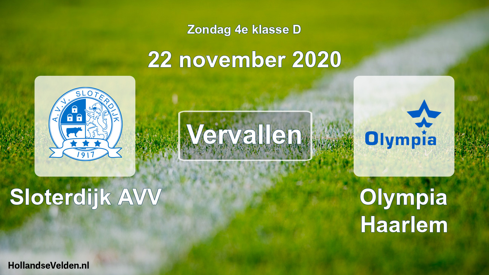 Scheduled Match: Sloterdijk AVV - Olympia Haarlem (22 November 2020)