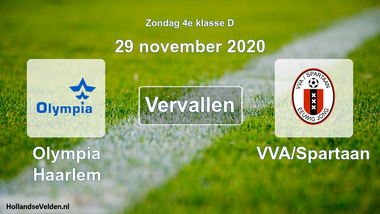 Scheduled Match: Olympia Haarlem - VVA/Spartaan (29 November 2020)