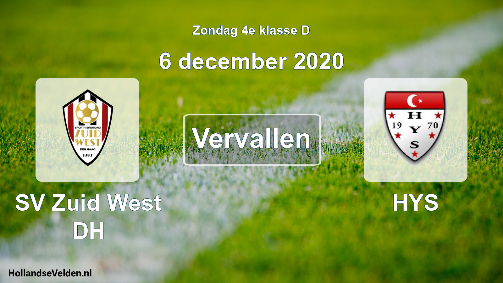 Scheduled Match: SV Zuid West DH - HYS (6 December 2020)