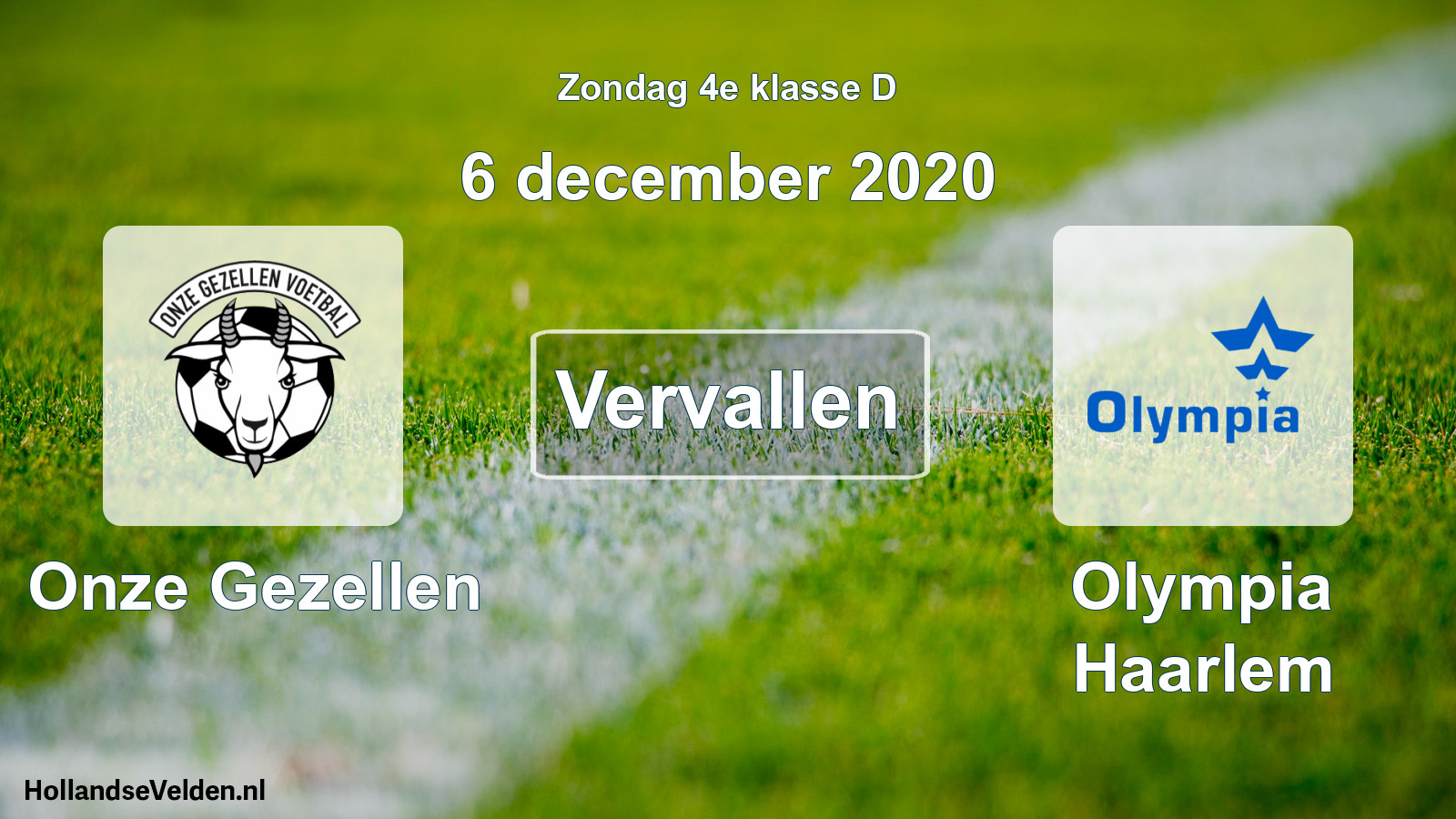 Scheduled Match: Onze Gezellen - Olympia Haarlem (6 December 2020)